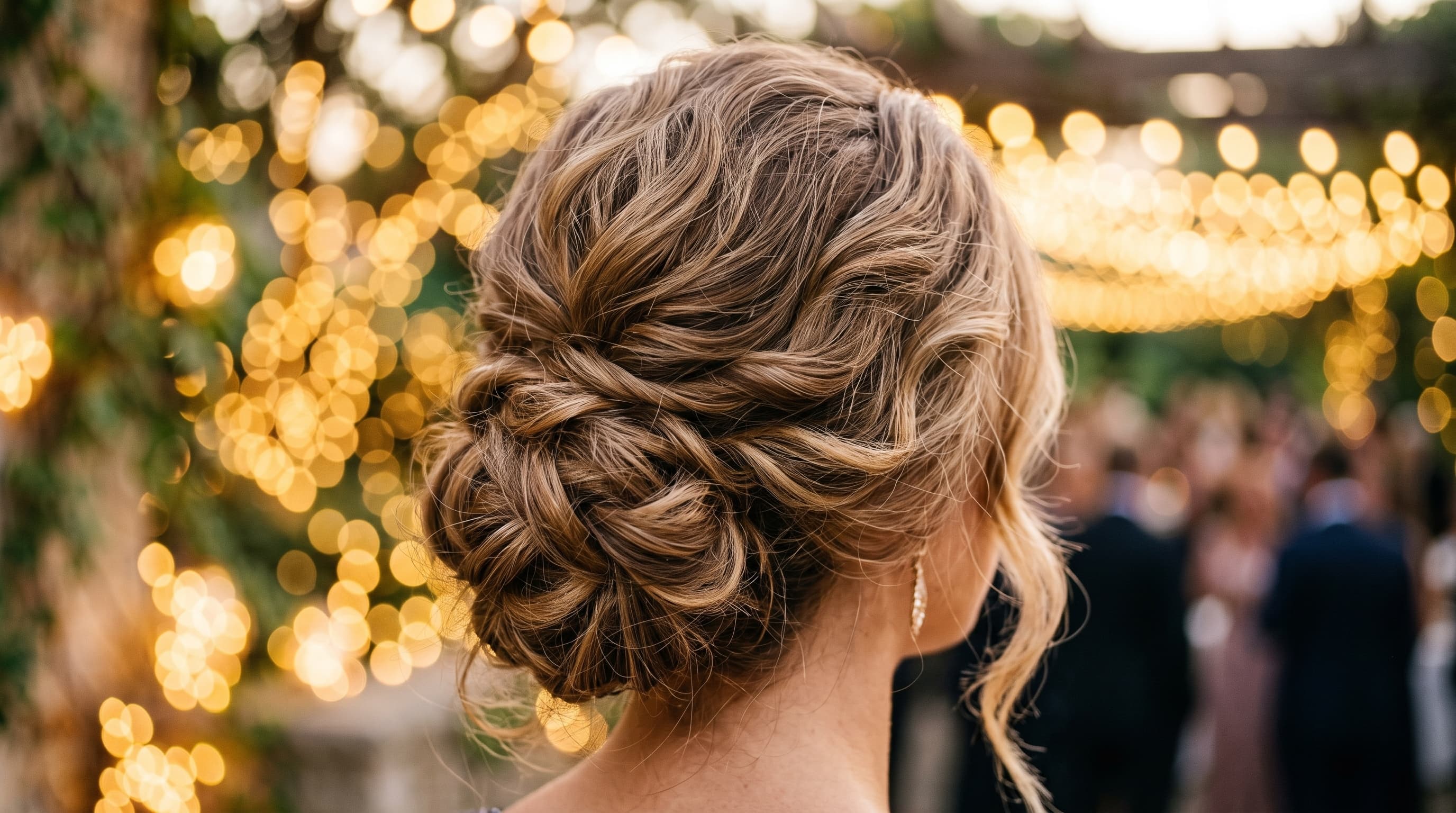 Elegant updo styled on a hair topper for a special occasion.