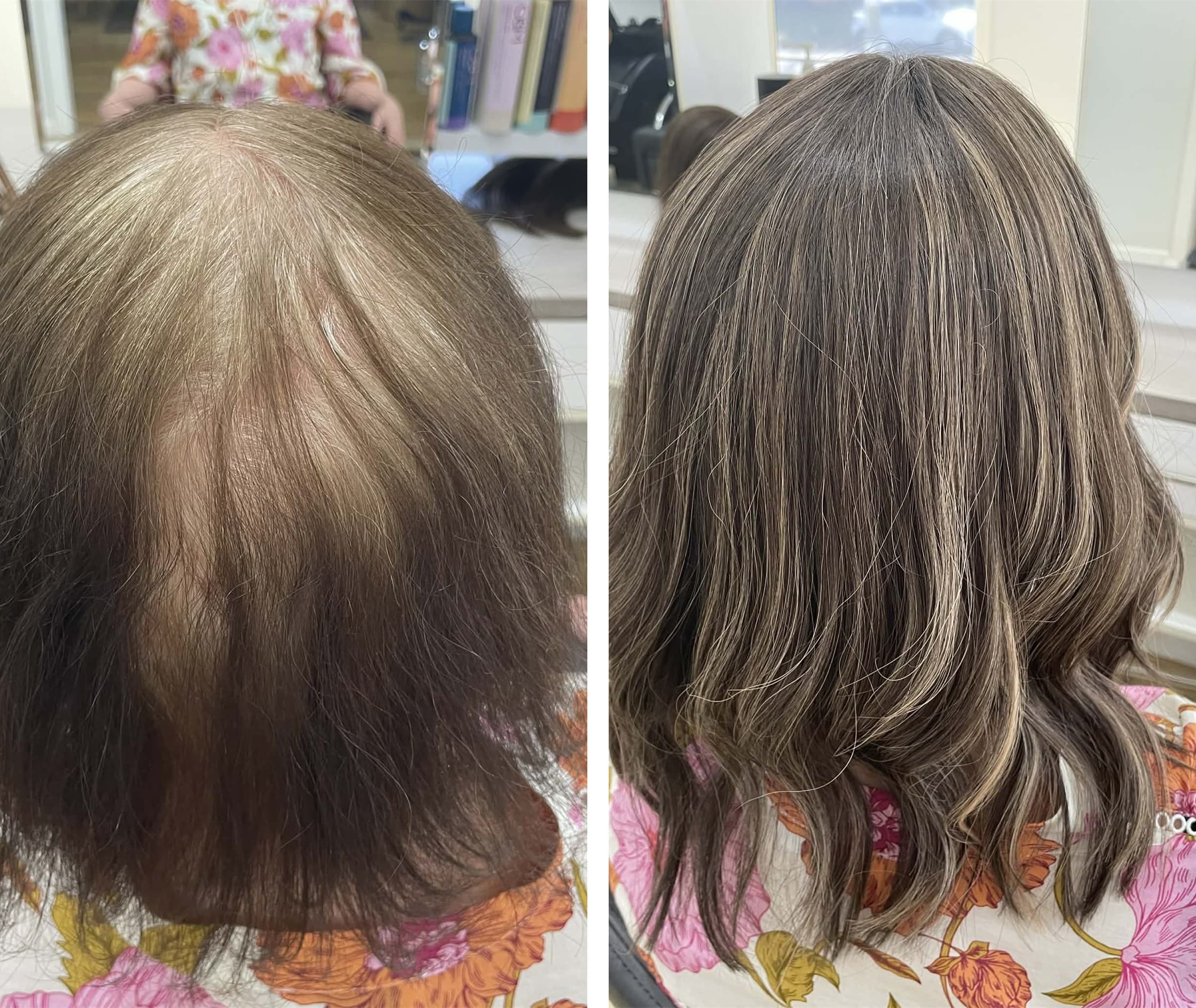 Blonde hair colour and cut, side profile