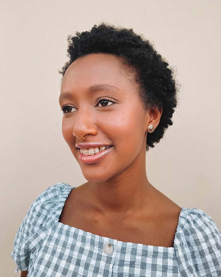 Beautiful defined curls after a precision dry cut.