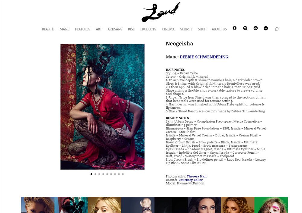 A screenshot of Laud website, featuring the Neo-geisha look