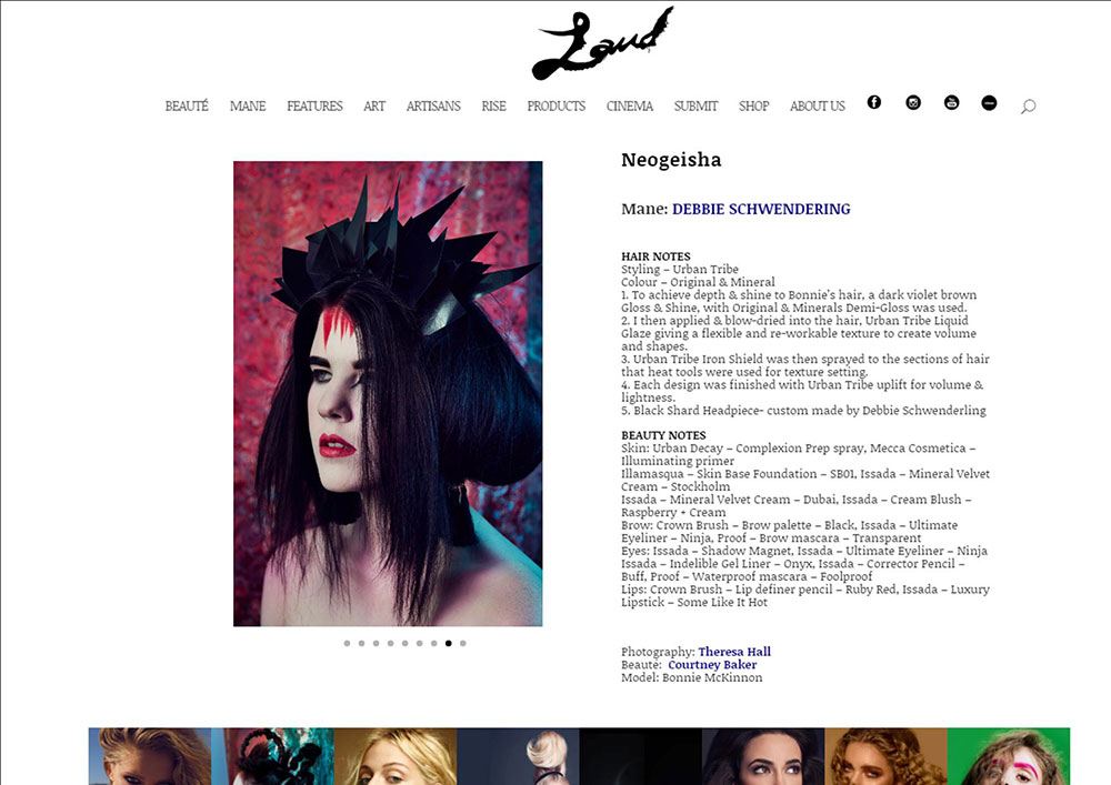A screenshot of Laud website, featuring the Neo-geisha look