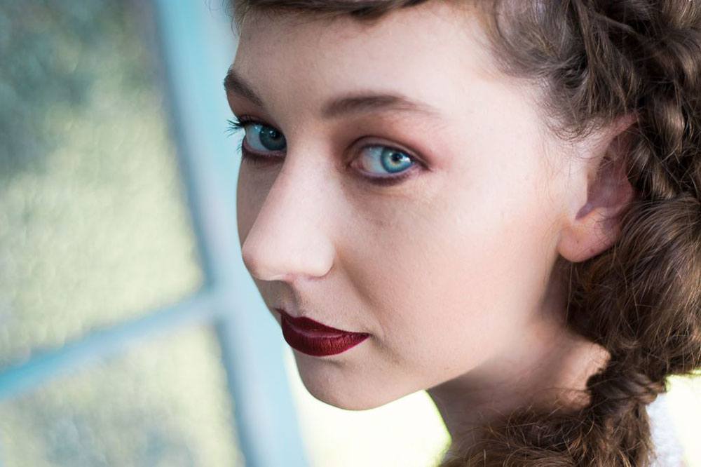 A close-up shot of a woman